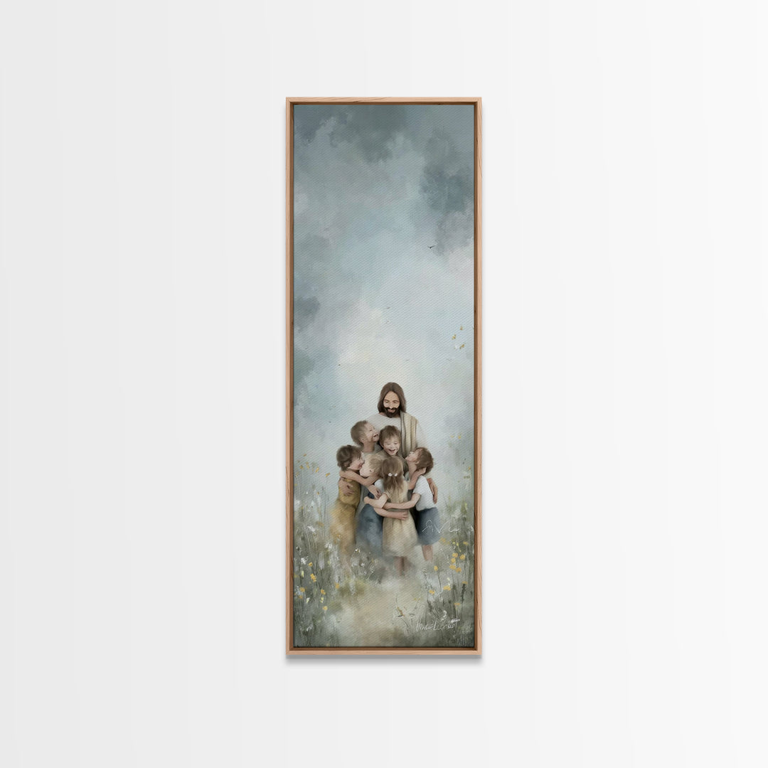 Clouds Of Mercy, Framed Canvas Print, Tall Narrow Wall Art, Christian Christmas Art, Christian Art Canvas, Jesus Painting, Christian Wall A