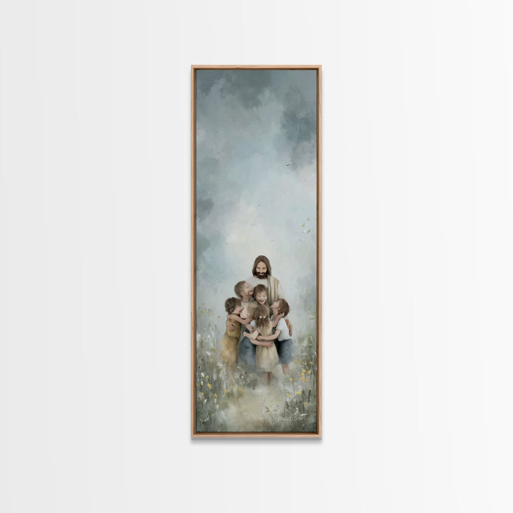 Clouds Of Mercy, Framed Canvas Print, Tall Narrow Wall Art, Christian Christmas Art, Christian Art Canvas, Jesus Painting, Christian Wall A