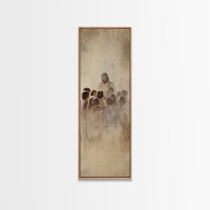 Fields Of Mercy – Framed Canvas Print – Tall Skinny Art Print – Christian Wall Art – Jesus Painting – Christian Art Canvas – Christian Deco