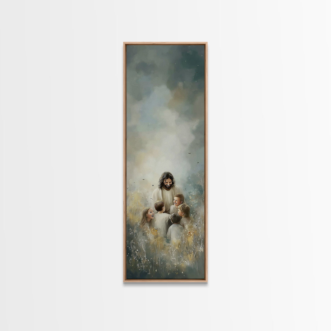 Heaven’s Gentle Joy | Framed Canvas Print | Skinny Art | Christian Art Canvas | Jesus Painting | Christian Wall Art | Christian Gift Ideas
