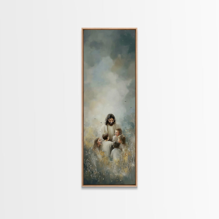 Heaven’s Gentle Joy | Framed Canvas Print | Skinny Art | Christian Art Canvas | Jesus Painting | Christian Wall Art | Christian Gift Ideas