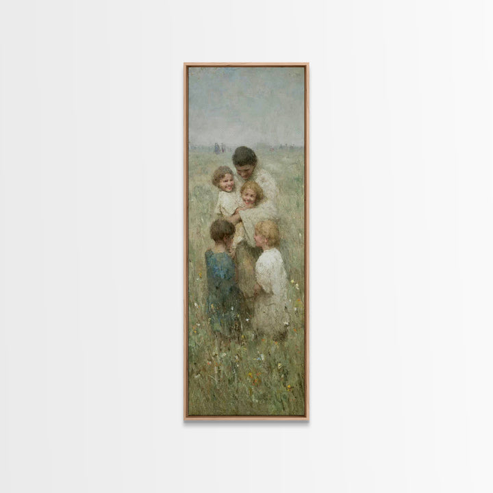 Gathered In Grace, Framed Canvas Print, Narrow Art, Jesus Painting, Christian Wall Art, Christian Art Canvas, Christian Christmas Art