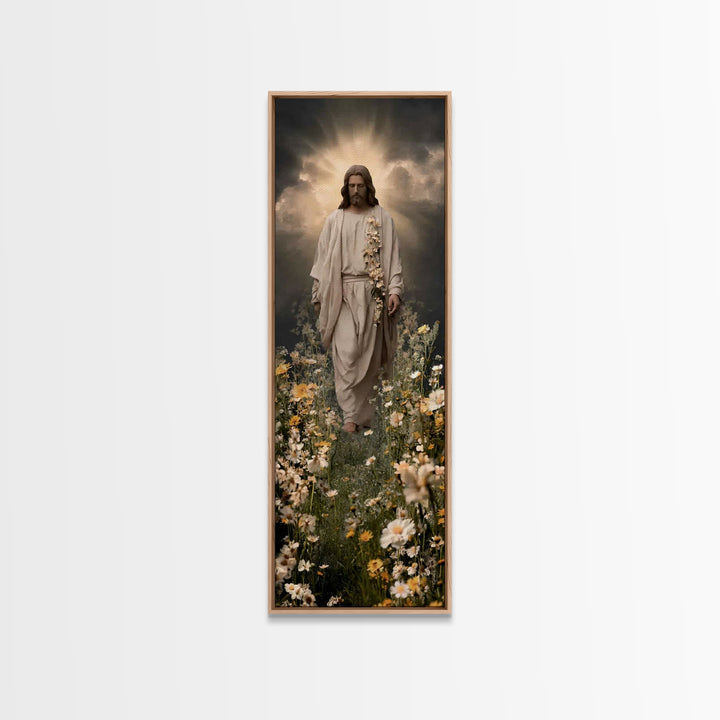 Path Of Light – Framed Canvas Print – Tall Narrow Wall Art – Jesus Painting – Christian Art – Christian Wall Art – Christian Art Canvas