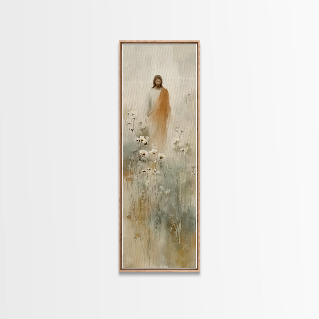 Eternal Bloom, Framed Canvas Print, Tall Narrow Wall Art, Christian Art, Jesus Painting, Christian Wall Art, Christian Art Canvas