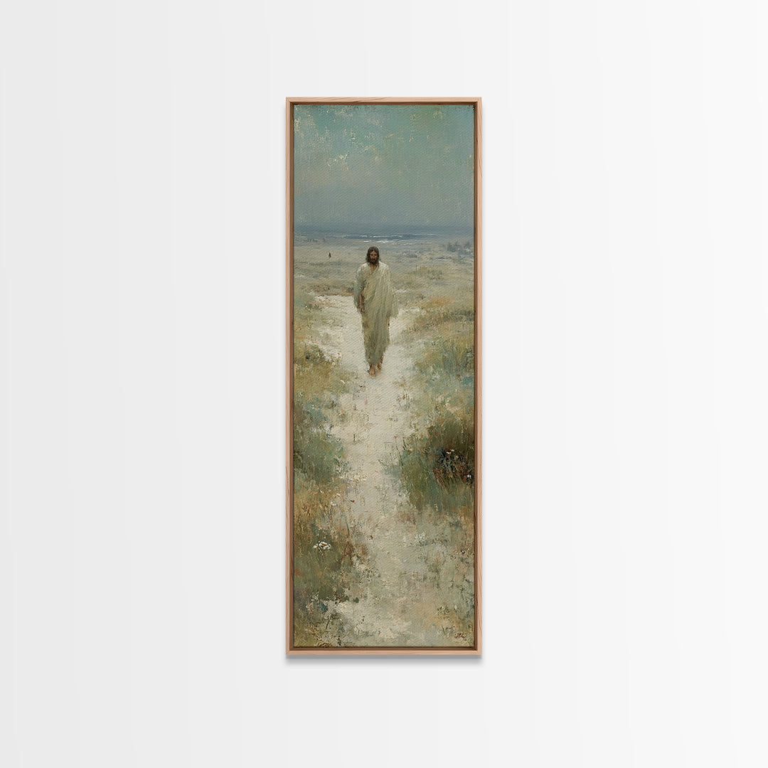 Desert Path Light – Framed Canvas Print – Tall Narrow Wall Art – Christian Wall Art – Jesus Painting – Christian Art Canvas – Christian Dec
