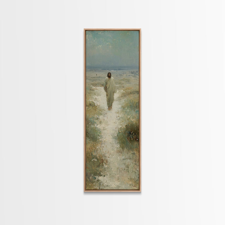 Desert Path Light – Framed Canvas Print – Tall Narrow Wall Art – Christian Wall Art – Jesus Painting – Christian Art Canvas – Christian Dec