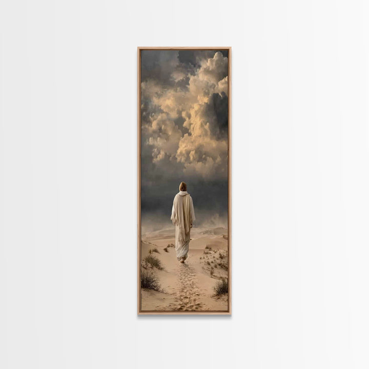 Stormward Hope, Framed Canvas Print, Tall Skinny Art Print, Jesus Painting, Christian Wall Art, Christian Art Canvas, Christian Gift