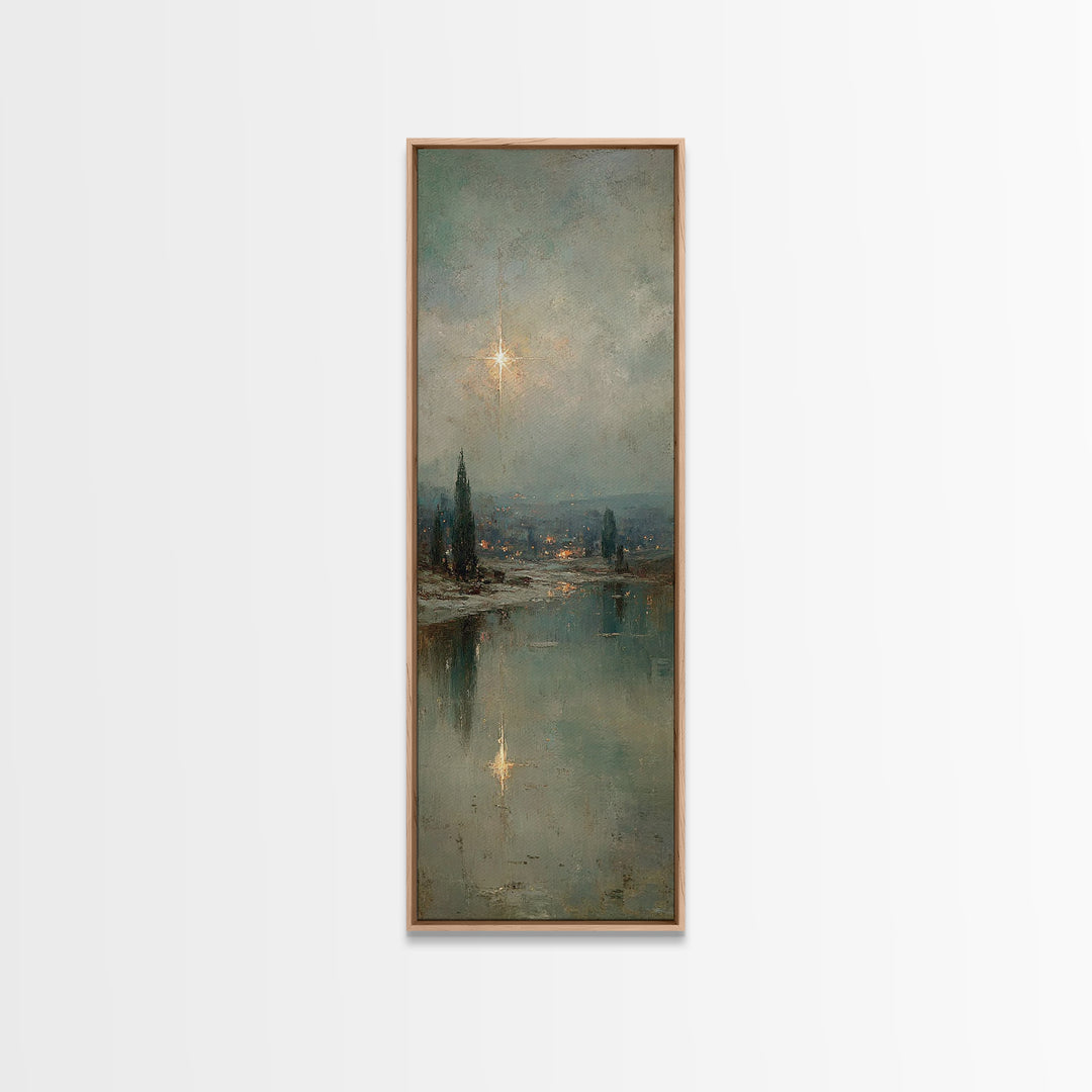 Star of Peace - Framed Canvas Print - Tall Skinny Art Print - Christian Wall Art - Christian Art - Christmas Art - Christian Christmas