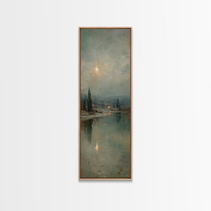 Star of Peace - Framed Canvas Print - Tall Skinny Art Print - Christian Wall Art - Christian Art - Christmas Art - Christian Christmas