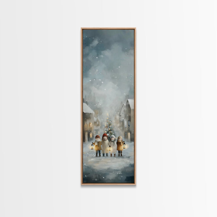 Winter Lantern Joy – Framed Canvas Print – Christmas Wall Art – Christian Christmas Art – Christian Art Canvas – Narrow Art – Christian Dec