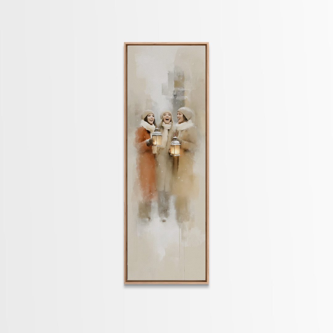 Soft Snow Choir – Framed Canvas Print – Christian Wall Art – Christmas Art Canvas – Christian Christmas Art – Tall Narrow Wall Art – Christ
