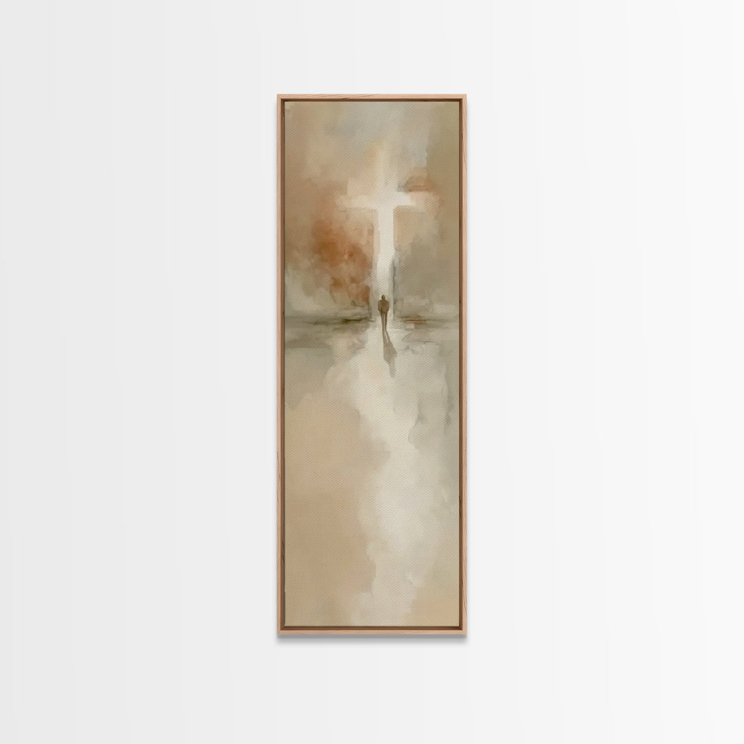 Crosslight Journey – Framed Canvas Print – Christian Wall Art – Christian Art Canvas – Abstract Christian Art – Narrow Art – Christian Deco