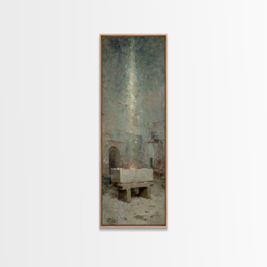 Bethlehem Glow | Framed Canvas Print | Christian Art Canvas | Tall Skinny Art Print | Christmas Wall Art | Vintage Christian Art | Christia