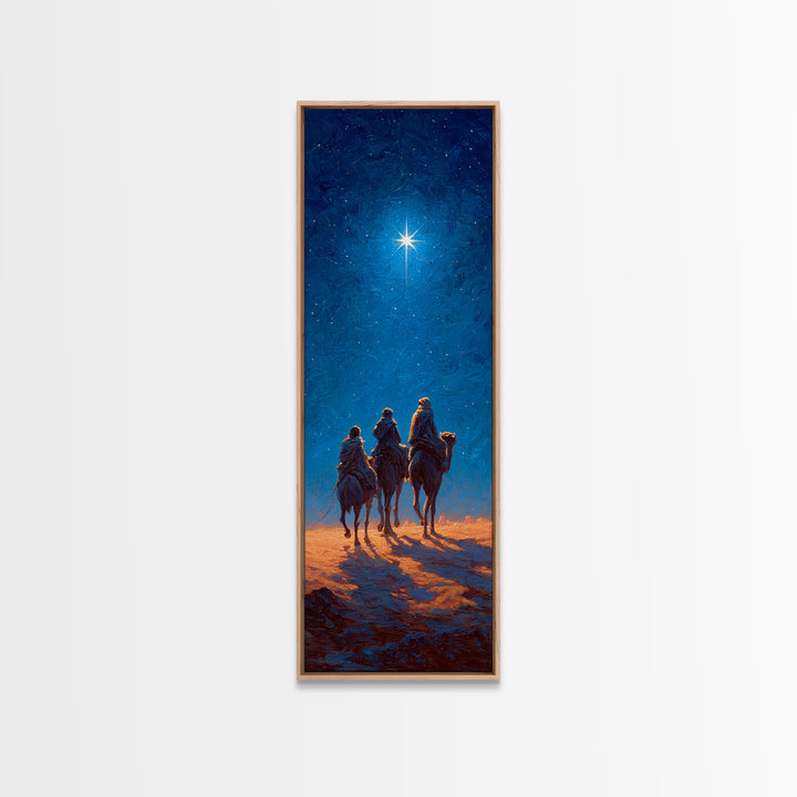 Midnight Caravan | Framed Canvas Print | Christian Wall Art | Tall Skinny Art Print | Christian Christmas Art | Christian Art Canvas | Vint