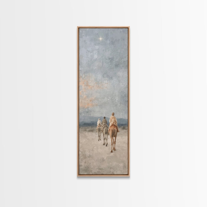 Threefold Wonder | Framed Canvas Print | Christian Wall Art | Tall Narrow Wall Art | Christian Christmas Art | Christmas Canvas Wall Art |