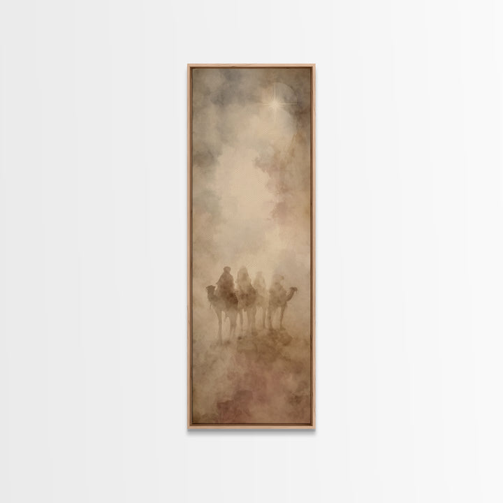 Bethlehem Star Path, Framed Canvas Print, Christian Art Canvas, Tall Skinny Art Print, Christian Christmas Art, Christian Wall Art, Vintage