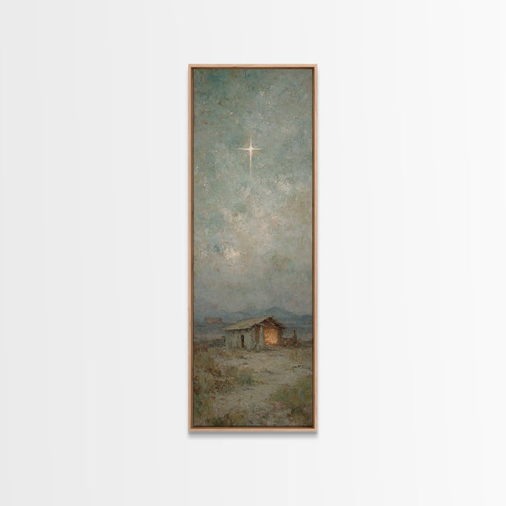 Nativity Dawn – Framed Canvas Print – Tall Skinny Art Print – Framed Christmas Art – Christian Art Work – Christmas Canvas Wall Art – Chris