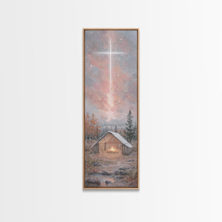 Radiant manger glow, Framed Canvas Print, Narrow Art, Christian Christmas Art, Christmas Art Prints, Christian Art Canvas, Christmas Wall A