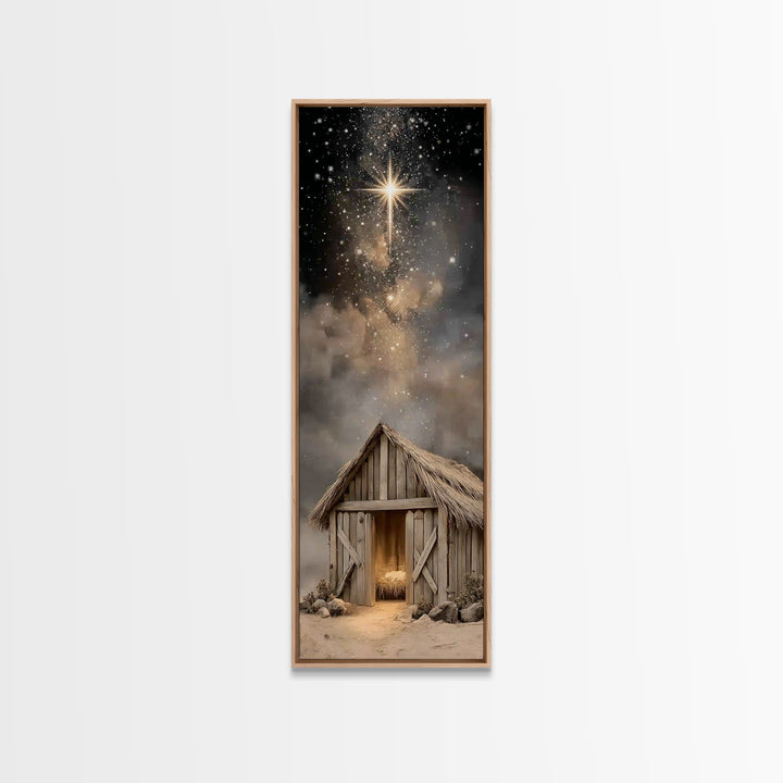 Divine Midnight Star | Framed Canvas Print | Tall Narrow Wall Art | Jesus Christmas Art | Christmas Art Framed | Christian Wall Art | Chris