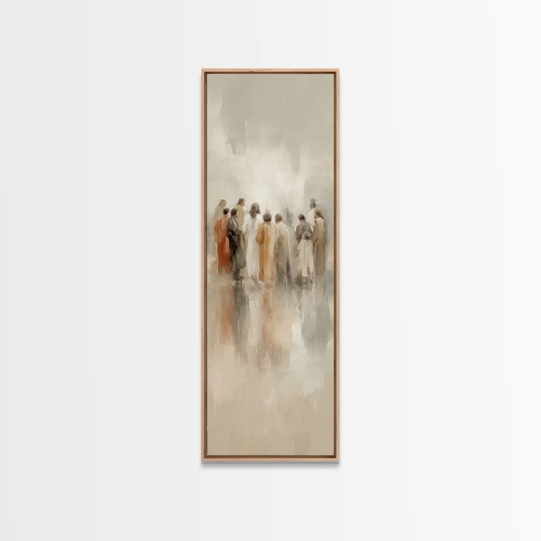 Circle Of Disciples – Framed Canvas Print – Tall Skinny Art Print – Christian Wall Art – Christian Art Canvas – Jesus Painting – Christian