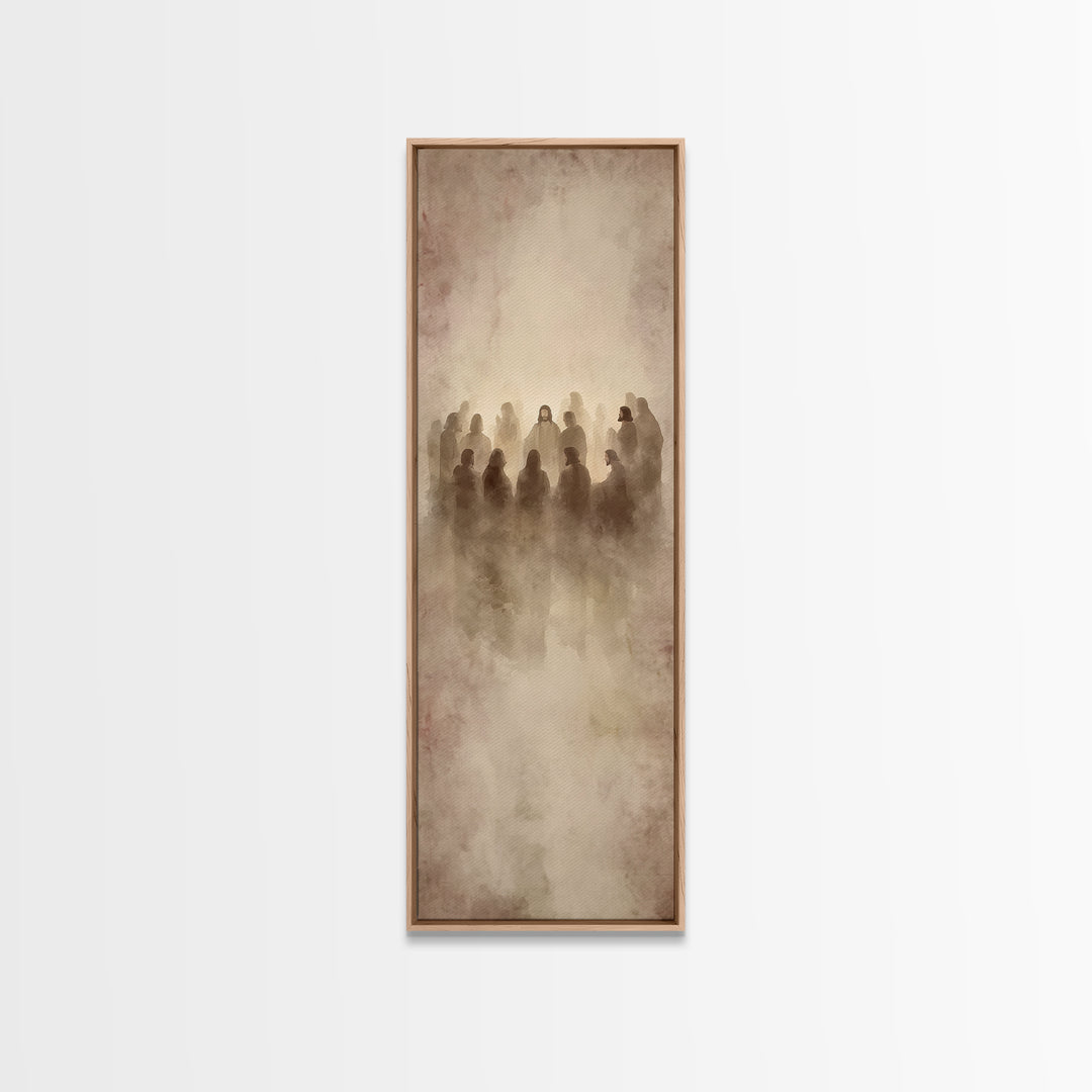 Sacred Gathering | Framed Canvas Print | Narrow Art | Christian Art Print | Jesus Wall Art | Modern Christian Art | Christian Gift Ideas