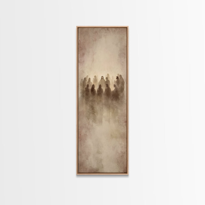 Sacred Gathering | Framed Canvas Print | Narrow Art | Christian Art Print | Jesus Wall Art | Modern Christian Art | Christian Gift Ideas