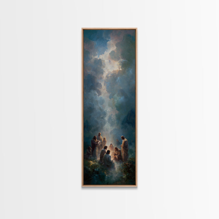 Radiant Arrival | Framed Canvas Print | Tall Skinny Art Print | Christian Christmas Art | Jesus Painting | Christian Wall Art | Christmas C
