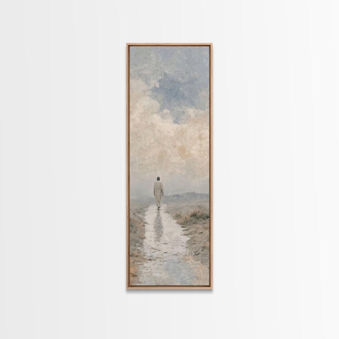 Quiet Journey, Framed Canvas Print, Tall Skinny Art Print, Christian Wall Art, Jesus Painting, Modern Christian Art, Christian Art Gift