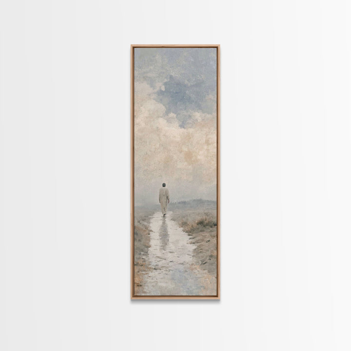 Quiet Journey, Framed Canvas Print, Tall Skinny Art Print, Christian Wall Art, Jesus Painting, Modern Christian Art, Christian Art Gift