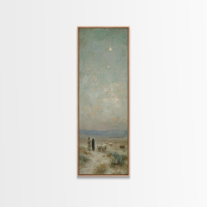Starry Shepherd Path – Framed Canvas Print – Tall Narrow Wall Art – Christian Wall Art – Christian Art Canvas – Christmas Art