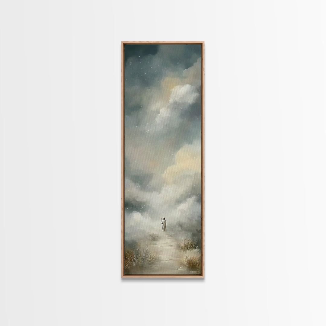 Lone Pilgrim – Framed Canvas Print – Narrow Art – Christian Painting – Jesus Canvas Art – Subtle Christian Art – Christian Christmas Art