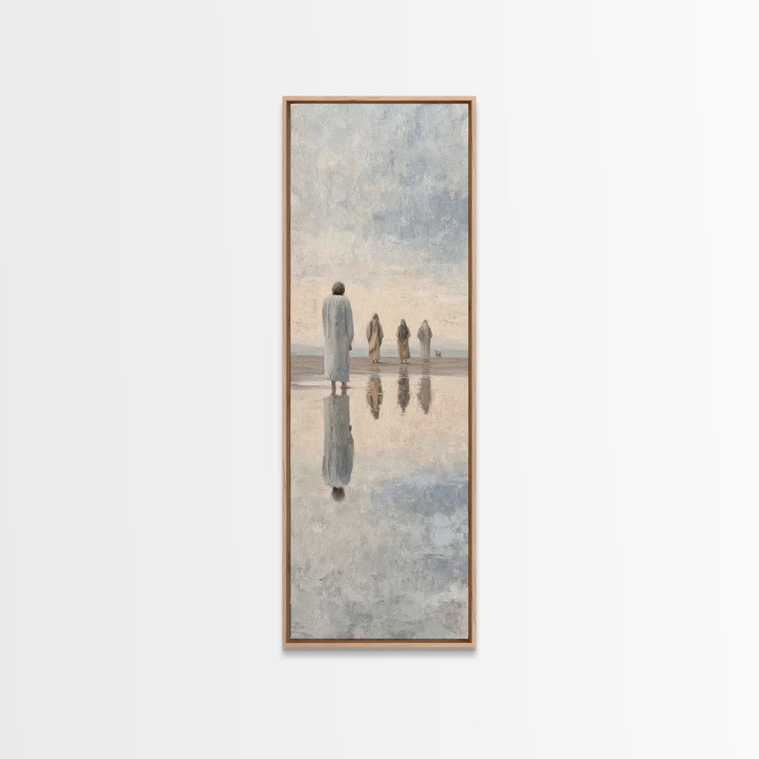 Distant Fellowship Light – Framed Canvas Print – Christian Wall Art – Christian Art Canvas – Jesus Painting – Tall Narrow Wall Art – Christ