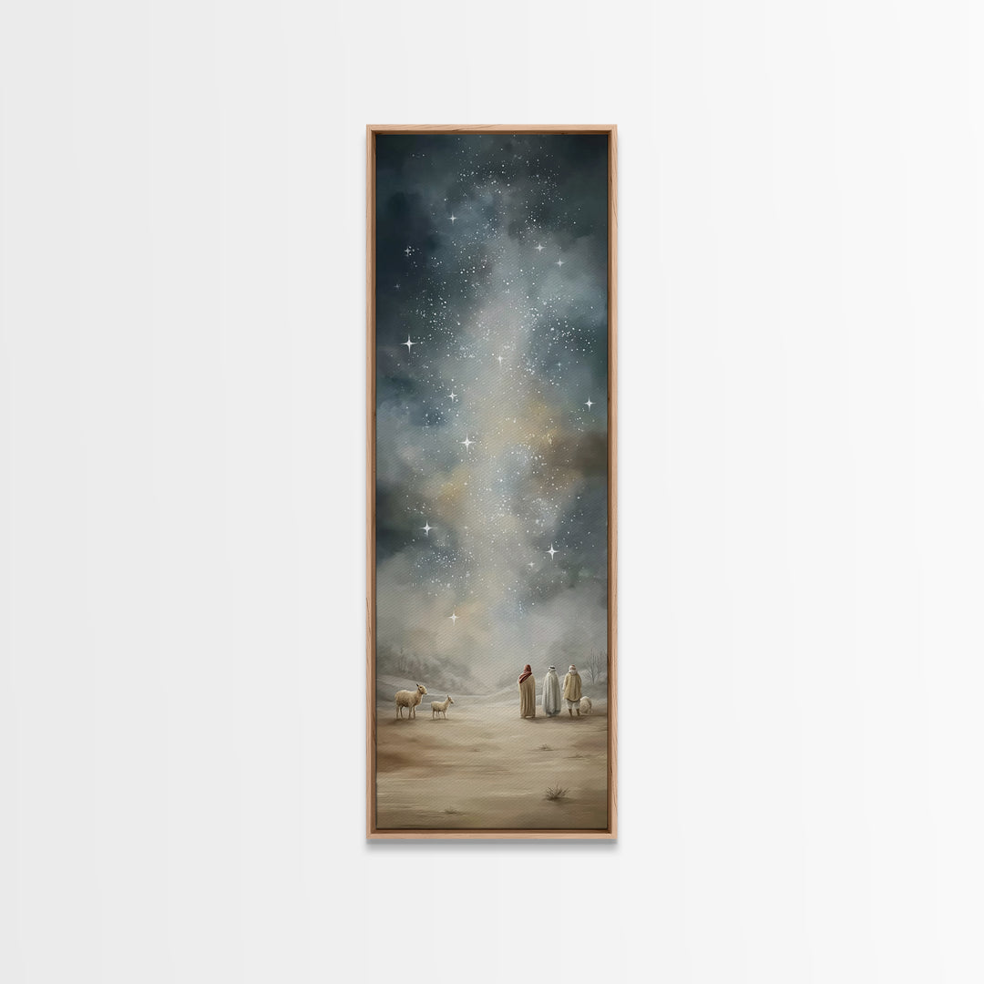 Starry Night Promise – Framed Canvas Print – Christian Wall Art – Christian Art Canvas – Christmas Art – Narrow Art – Christian Christmas