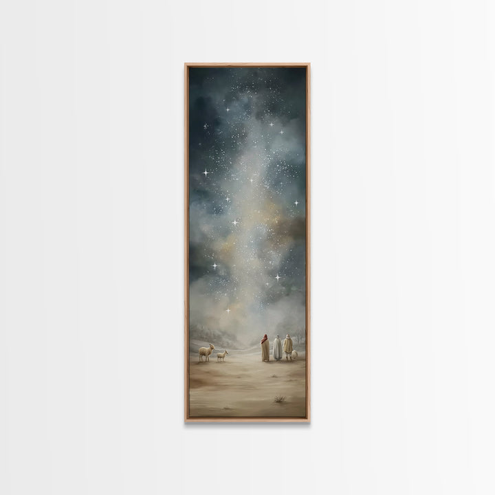 Starry Night Promise – Framed Canvas Print – Christian Wall Art – Christian Art Canvas – Christmas Art – Narrow Art – Christian Christmas