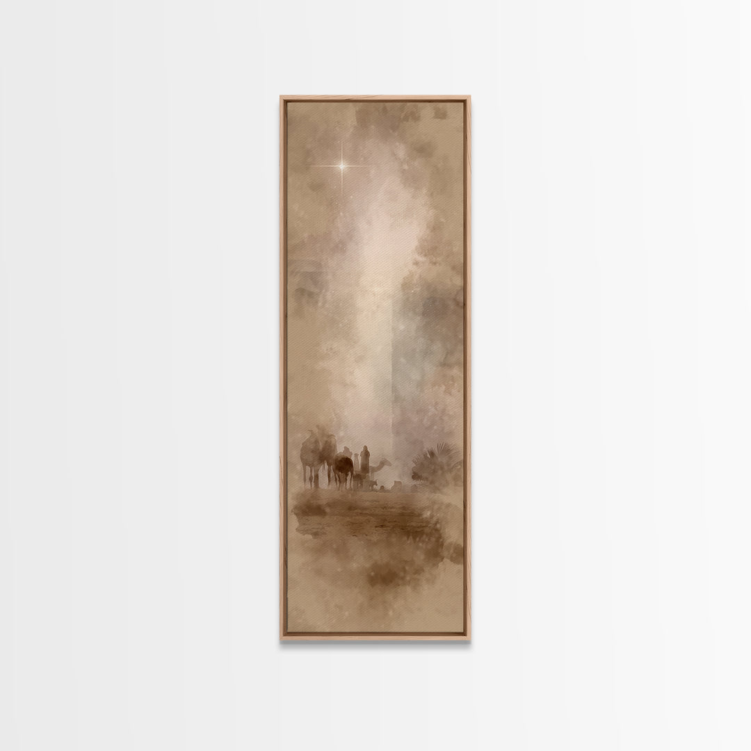 Desert Light Journey | Framed Canvas Print | Christian Wall Art | Christian Christmas Art | Narrow Art | Christian Art Canvas | Christmas A