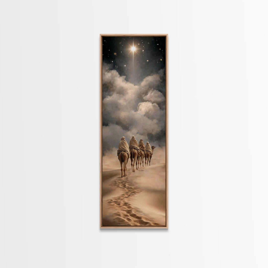 Desert Pilgrim Star | Framed Canvas Print | Christmas Art | Christian Art Canvas | Christian Wall Art | Tall Skinny Art Print | Christian C