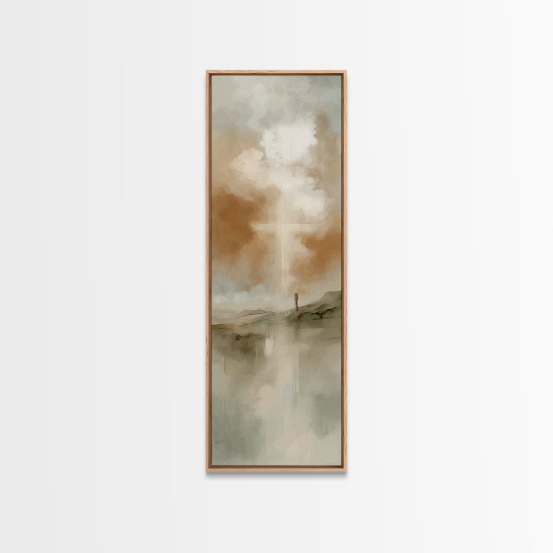 Cross Of Mercy – Framed Canvas Print – Skinny Art – Christian Wall Art – Christian Art – Christian Art Canvas – Minimalist Christian Art