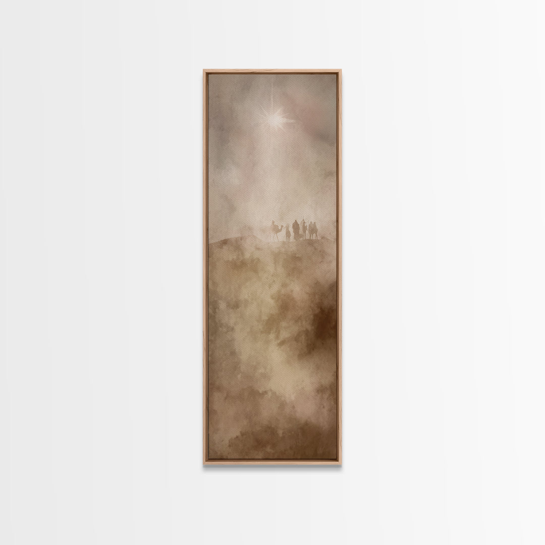Desert Pilgrim Light – Framed Canvas Print | Narrow Art | Christian Art Canvas | Christian Christmas Art | Jesus Painting | Christian Wall