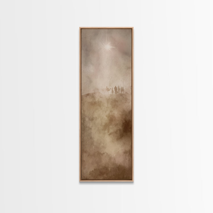 Desert Pilgrim Light – Framed Canvas Print | Narrow Art | Christian Art Canvas | Christian Christmas Art | Jesus Painting | Christian Wall