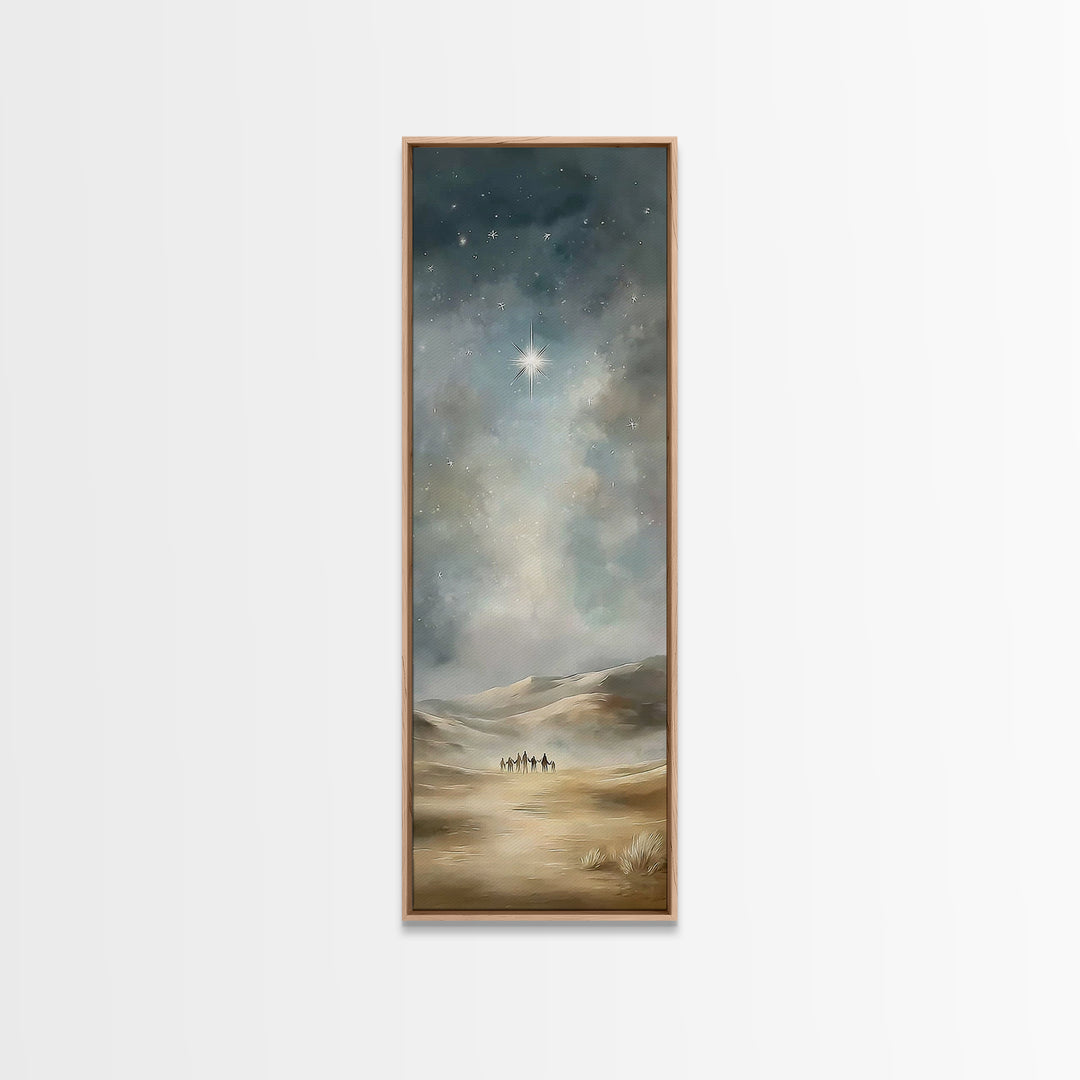 Starry Night Caravan – Framed Canvas Print, Skinny Art, Christian Wall Art, Christmas Art, Christian Art Canvas, Jesus Painting