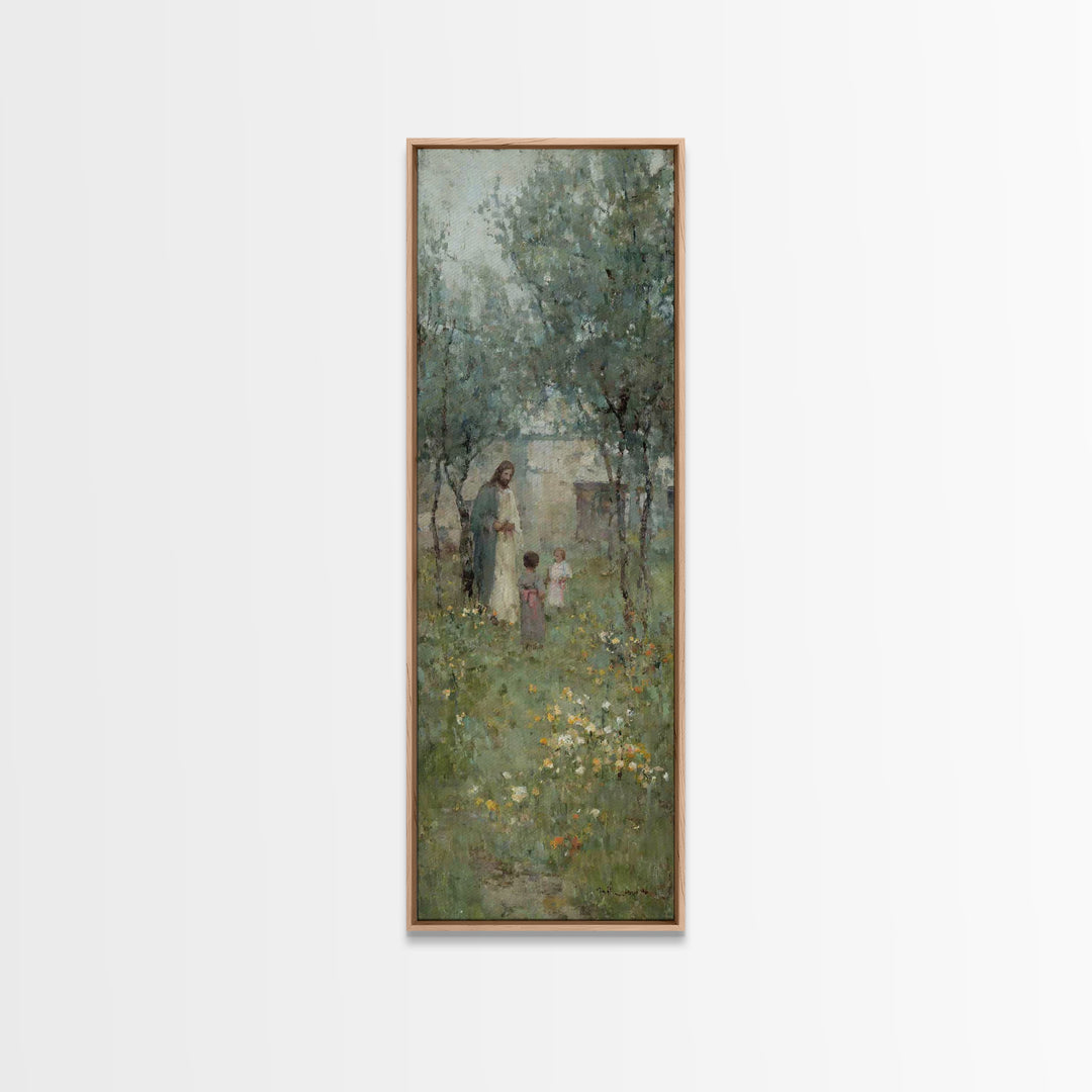 Garden of Peace – Framed Canvas Print | Narrow Art | Christian Art Print | Jesus Painting | Christian Decor | Subtle Christian Art