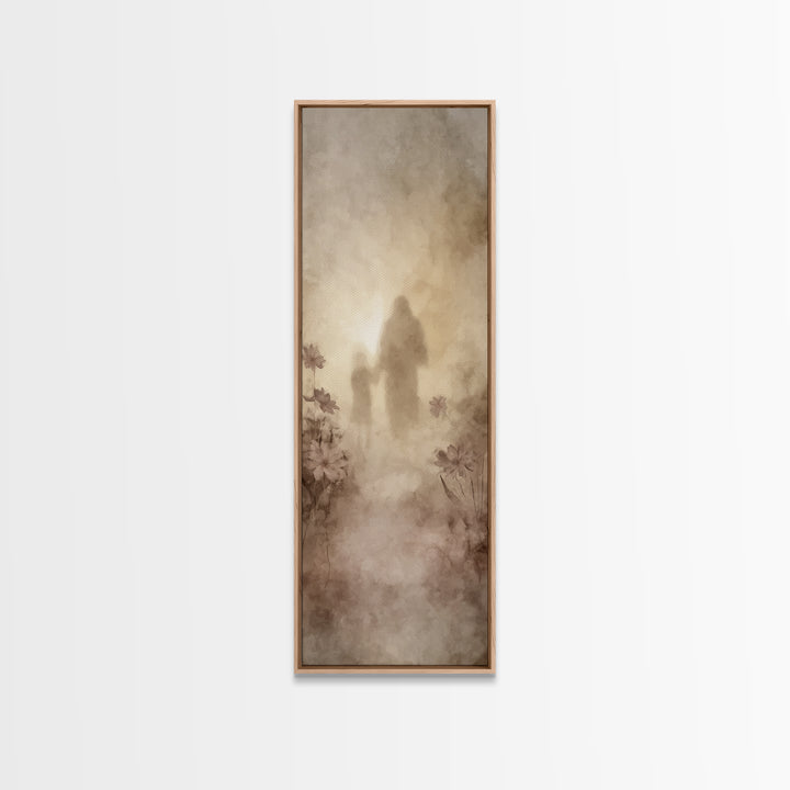 Light of Companionship – Framed Canvas Print, Tall Skinny Art Print, Christian Wall Art, Jesus Painting, Christian Art Canvas, Christian De
