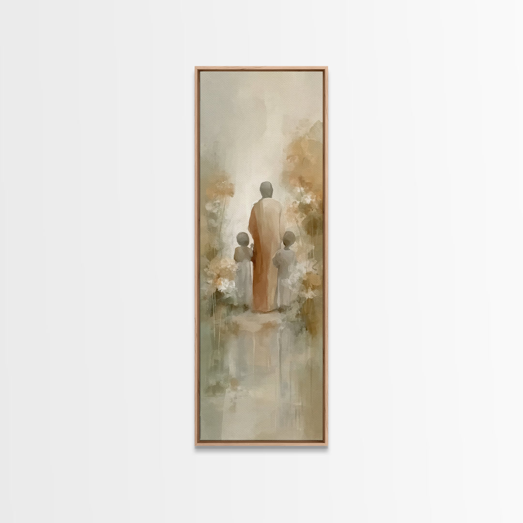 Garden Light Way – Framed Canvas Print – Tall Skinny Art Print – Christian Art Canvas – Jesus Painting – Modern Christian Art – Christian W