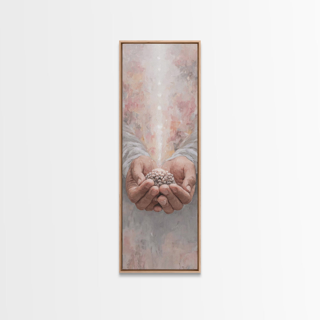 Hands Of Blessing – Framed Canvas Print – Narrow Art – Christian Art Canvas – Christian Wall Art – Jesus Painting – Subtle Christian Art