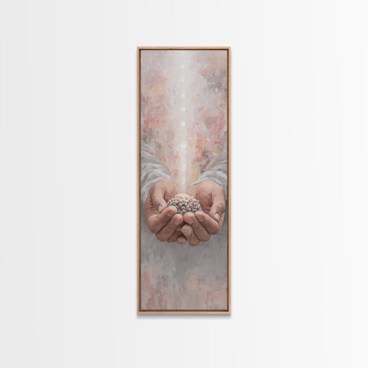 Hands Of Blessing – Framed Canvas Print – Narrow Art – Christian Art Canvas – Christian Wall Art – Jesus Painting – Subtle Christian Art