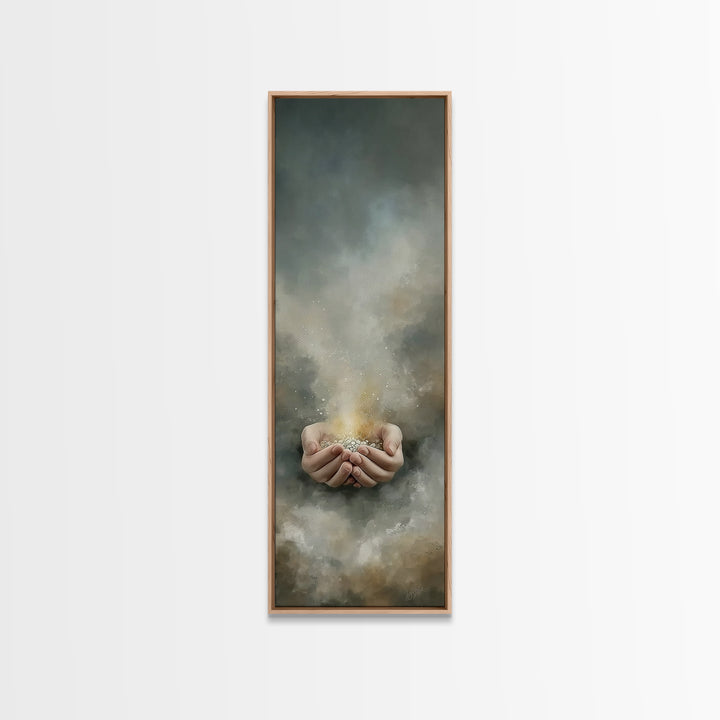 Light Of Renewal – Framed Canvas Print – Skinny Art – Christian Art Canvas – Christian Wall Art – Moody Christian Art – Jesus Painting