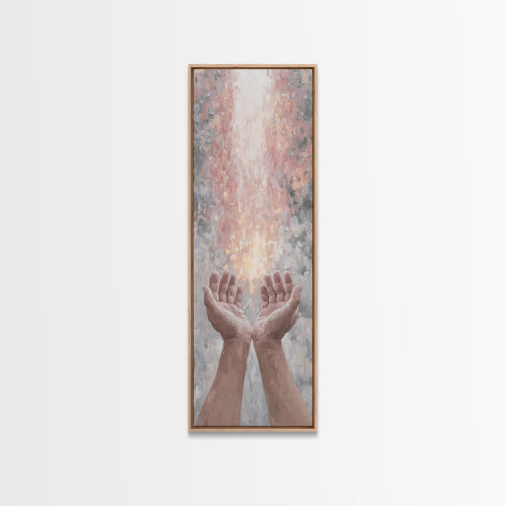 Hands Of Blessing – Framed Canvas Print – Skinny Art – Christian Art Canvas – Christian Painting – Christmas Art – Christian Wall Art