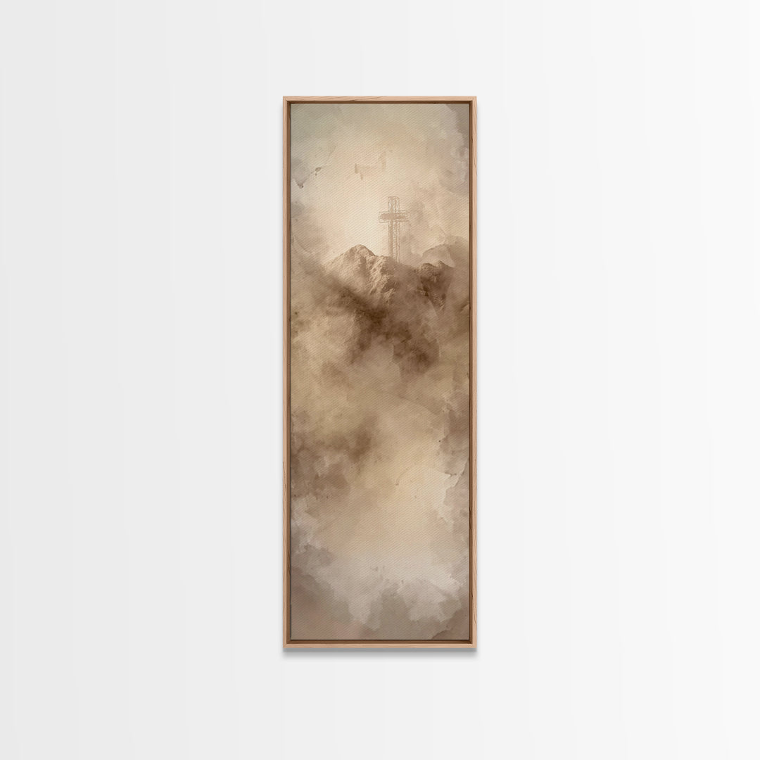 Beacon Of Salvation – Framed Canvas Print – Tall Skinny Art Print – Christian Wall Art – Christian Art – Christian Painting – Christmas Art