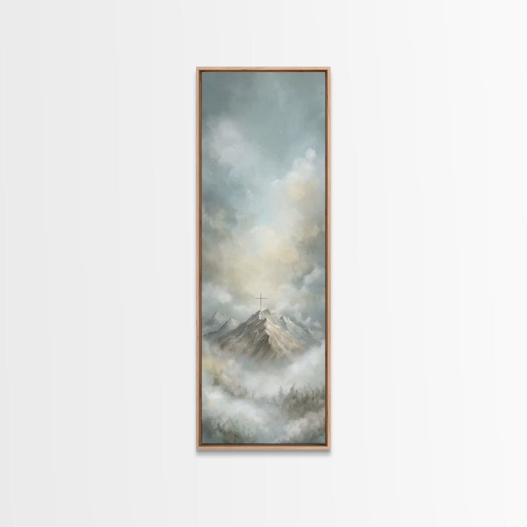 Faith On High – Framed Canvas Print – Tall Narrow Wall Art – Christian Art Canvas – Christian Painting – Christian Art Print – Christian Ch