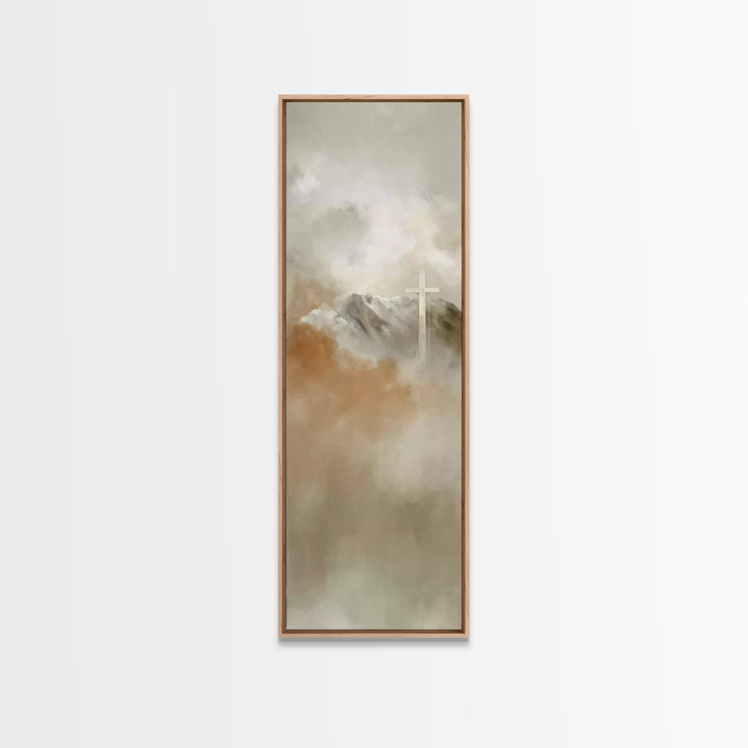 Heavenly Peaks Glory – Framed Canvas Print – Skinny Art – Christian Wall Art – Christian Art Gift – Christian Painting – Christmas Art